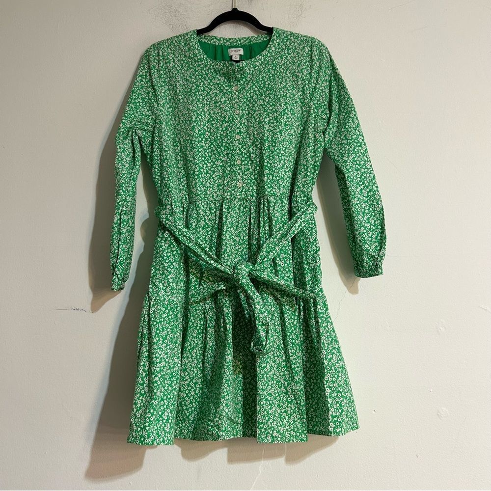 J. Crew Factory Printed Tie Waist Shirt Mini Dress Size Large Daisy Floral